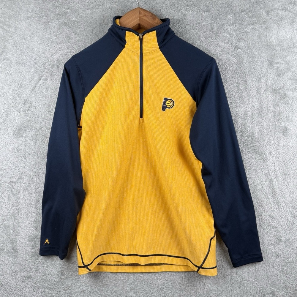 Antigua Indiana Pacers Pullover Mens S Colorblock Embroidered Logo 1/4 Zip NBA